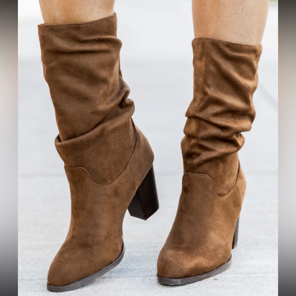 NEW • Pink Lily • Christie Coffee Slouchy Suede Boots